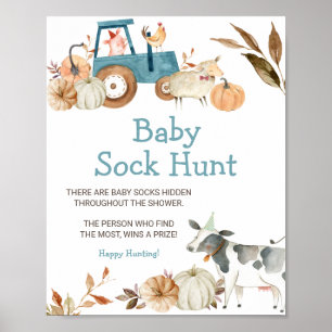 Herfst Pompoen Boerderij Dier Baby Sock Hunt Poster