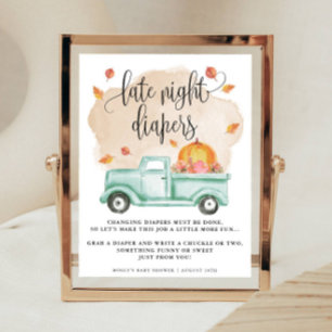 Herfst Pompoen Boerderij Truck Late Night Luier Ac Poster