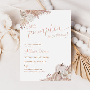 Herfst pompoen Boho Pampas Baby shower Kaart