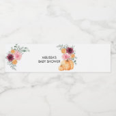 Herfst pompoen bordeaux blos roze waterlabels waterfles etiket (Enkel label)