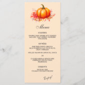 Herfst pompoen botanische bruiloft platte menu (Voorkant)