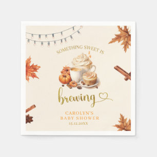 Herfst Pompoen Brouwt Koffie Laat Papieren Servett Servet