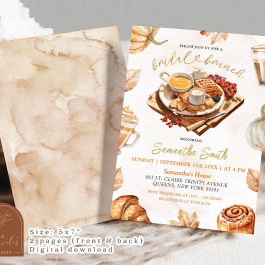 Herfst pompoen bruids brunch pannenkoek kaart