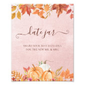 Herfst Pompoen Bruids Datum Nachtideeën Date Jar Foto Afdruk (Voorkant)