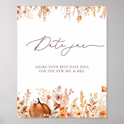 Herfst Pompoen Bruids Datum Nachtideeën Date Jar Poster (Voorkant)