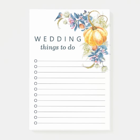 Herfst pompoen bruiloft te doen lijst post-it® notes (Voorkant)