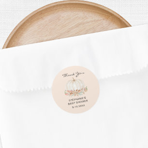 Herfst Pompoen Cream Baby shower Dank u Ronde Sticker