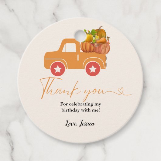 Herfst pompoen dank u verjaardag bedankjes labels (Voorkant)
