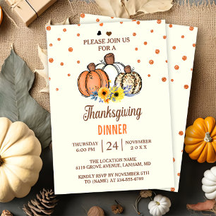 Herfst Pompoen Dankfeest Dinner Party Uitnodiging