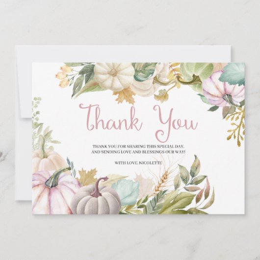 Herfst Pompoen Dankkaart Bedankkaart (Voorkant)