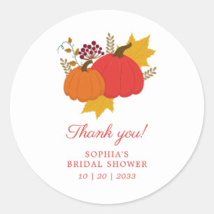 Herfst Pompoen Elegante Script Bruiloft Feest Favo Ronde Sticker