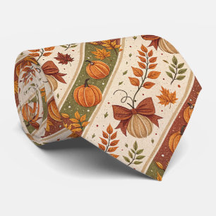Herfst Pompoen en Bladeren Val Patroon Stropdas