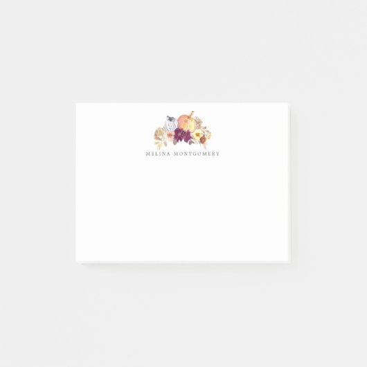 Herfst pompoen en bloemen, gepersonaliseerd post-it® notes (Voorkant)