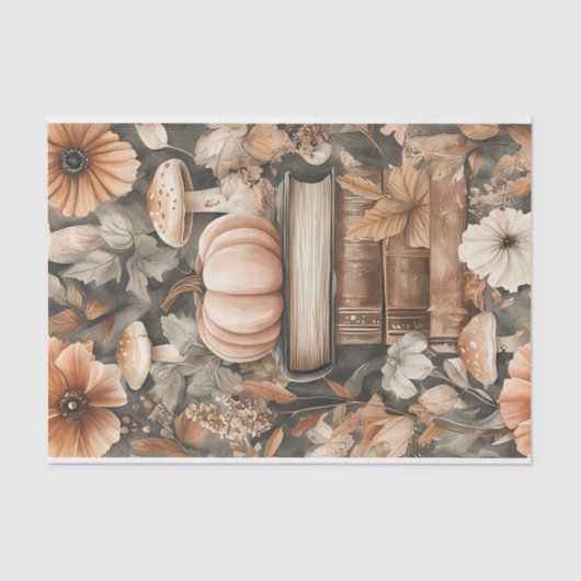 Herfst Pompoen en Bloemen Herfst Decoupage Tissuepapier (Voorkant)