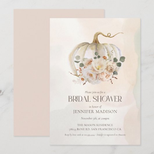 Herfst Pompoen en Bloemen Vrijgezellenfeest Kaart (Voorkant / Achterkant)