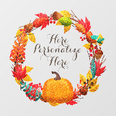 Herfst pompoen en herfstbladeren raamsticker (Vel)