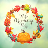 Herfst pompoen en herfstbladeren raamsticker (Vel 3)