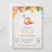 Herfst Pompoen en Herten 1e Verjaardagsuitnodiging Kaart (Voorkant)