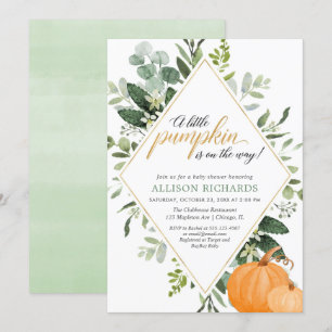 Herfst Pompoen eucalyptus genderneutraal baby show Kaart