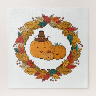 Herfst Pompoen Familie Krans Legpuzzel