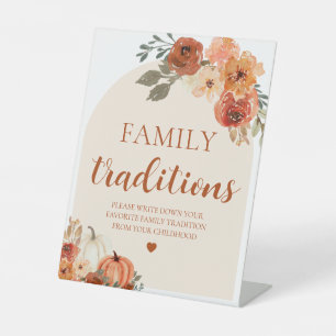 Herfst pompoen familie tradities Baby shower teken Reclamebord Met Voetstuk