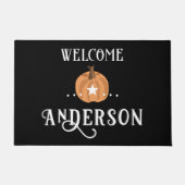 Herfst Pompoen Familienaam Welkom Mat (Voorkant)