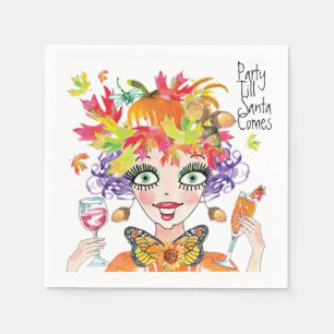 Herfst pompoen feest 'tot de kerstman komt papiere servet