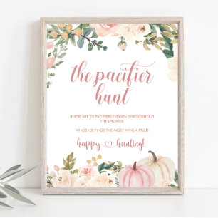 Herfst Pompoen Fopspeen Hunt Baby shower Spel Post Poster