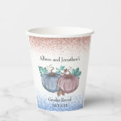 Herfst Pompoen Geslacht Onthullen roze blauwe glit Papieren Bekers (Voorkant)