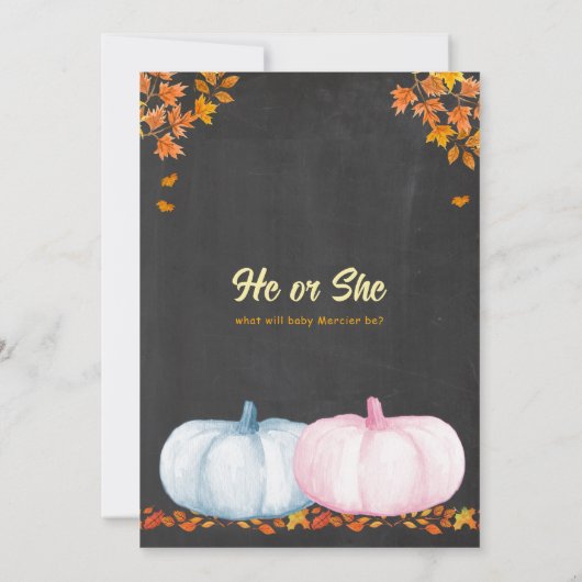 Herfst pompoen Geslacht onthullen uitnodiging hij  (Achterkant)