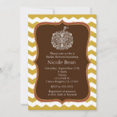 Herfst Pompoen & Goud Chevron Elegante Uitnodiging (Voorkant)