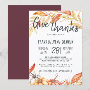 Herfst Pompoen Gouden Loof Thanksgiving Diner Kaart
