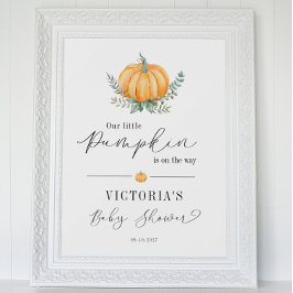 Herfst pompoen groen Baby shower welkom Poster