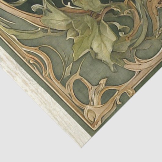 Herfst Pompoen Groen Bladeren Art Nouveau Decoupag Tissuepapier (Detail)