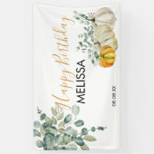 Herfst pompoen groen happy birthday banner (Verticaal)