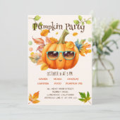 Herfst Pompoen Halloween Verjaardagsfeest Uitnodig Kaart (Staand voorkant)