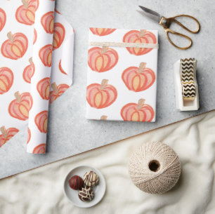 Herfst Pompoen Handgeschilderd Oranje Cadeaupapier
