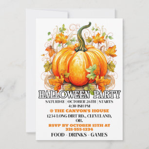 Herfst Pompoen Happy Halloween Party Uitnodigingen