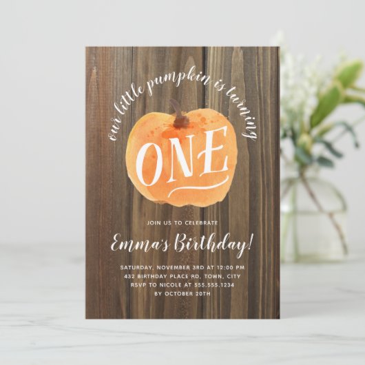 Herfst Pompoen Herfst Eerste Verjaardag Rustiek Ho Kaart (Staand voorkant)