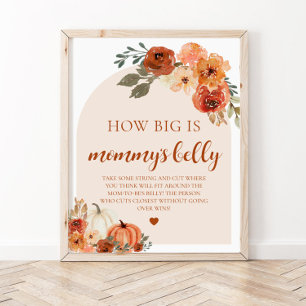 Herfst pompoen Hoe groot is haar buik Baby shower  Poster