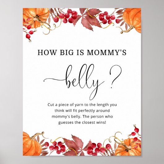 Herfst pompoen hoe groot is het poster van mama's  (Voorkant)