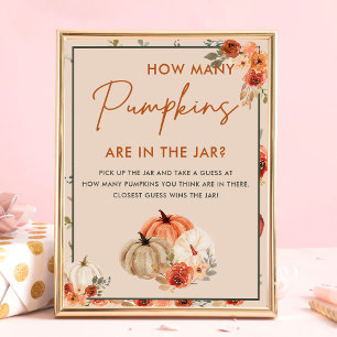 Herfst pompoen hoeveel pompoenen Baby shower spel Poster