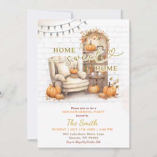 Herfst Pompoen Home Sweet Home Herfst Housewarming Kaart (Voorkant)
