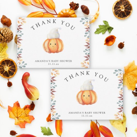 Herfst pompoen in pet - Dank u Bedankkaart