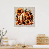 Herfst pompoen kunstwerk Poster (Keuken)
