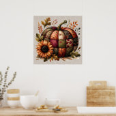 Herfst pompoen kunstwerk Poster (Keuken)