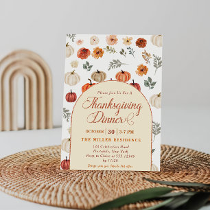 Herfst Pompoen Landelijke Thanksgiving-diner Kaart