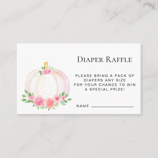 Herfst Pompoen Luier Raffle Meisje Baby shower Informatiekaartje (Voorkant)