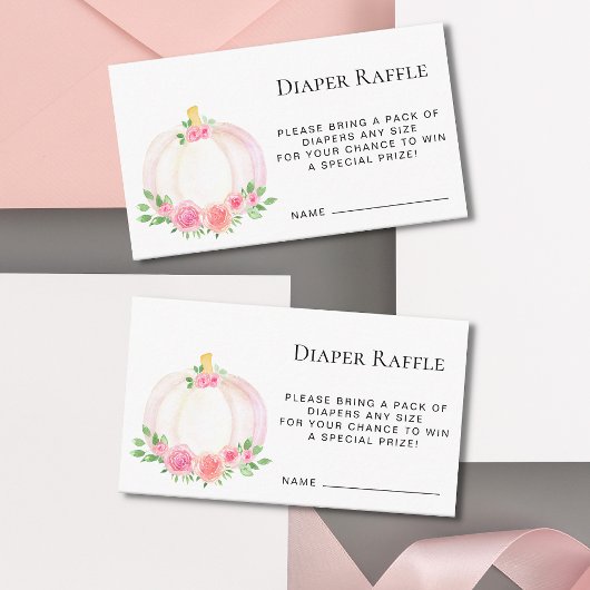 Herfst Pompoen Luier Raffle Meisje Baby shower Informatiekaartje