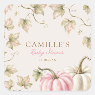 Herfst Pompoen Meisje Baby Shower Vierkante Sticker